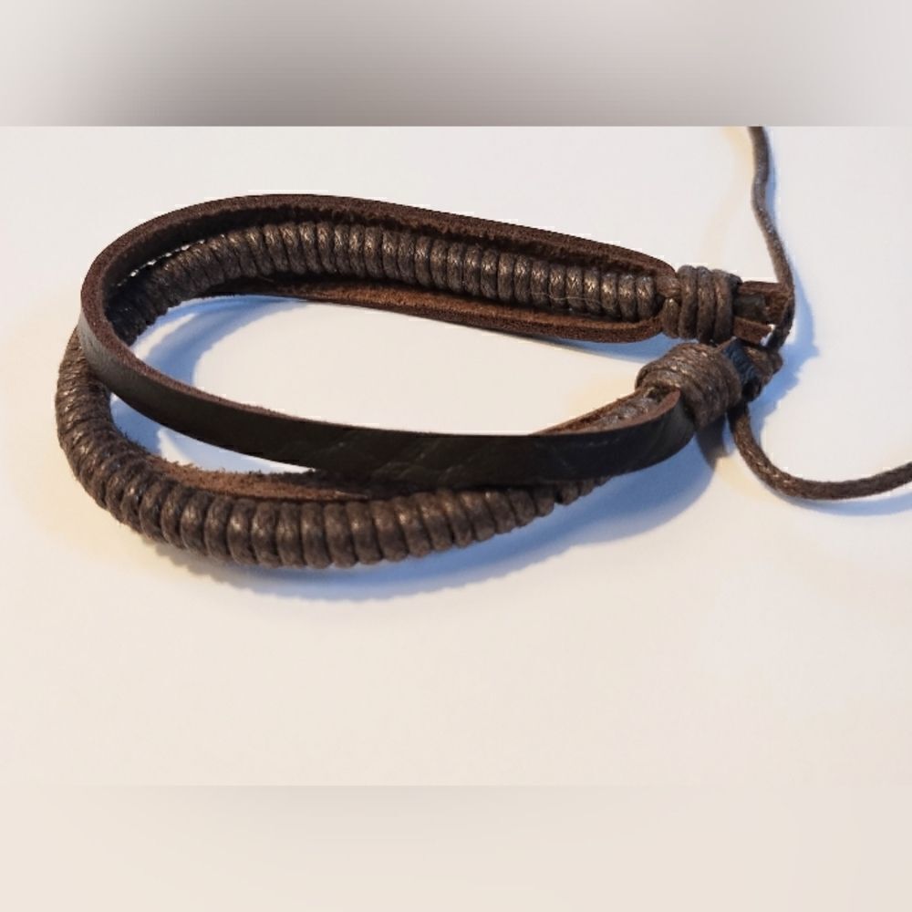 Men's‎ leather bracelet layered brown new d6